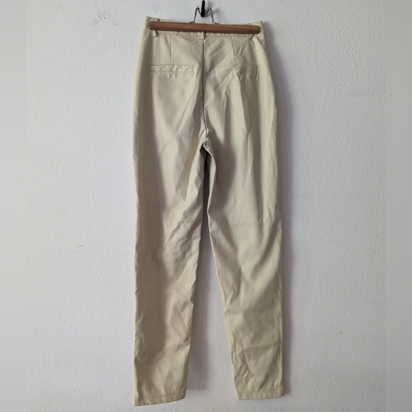 PrettyLittleThing Faux Leather Cream Pnats - Picture 7 of 10